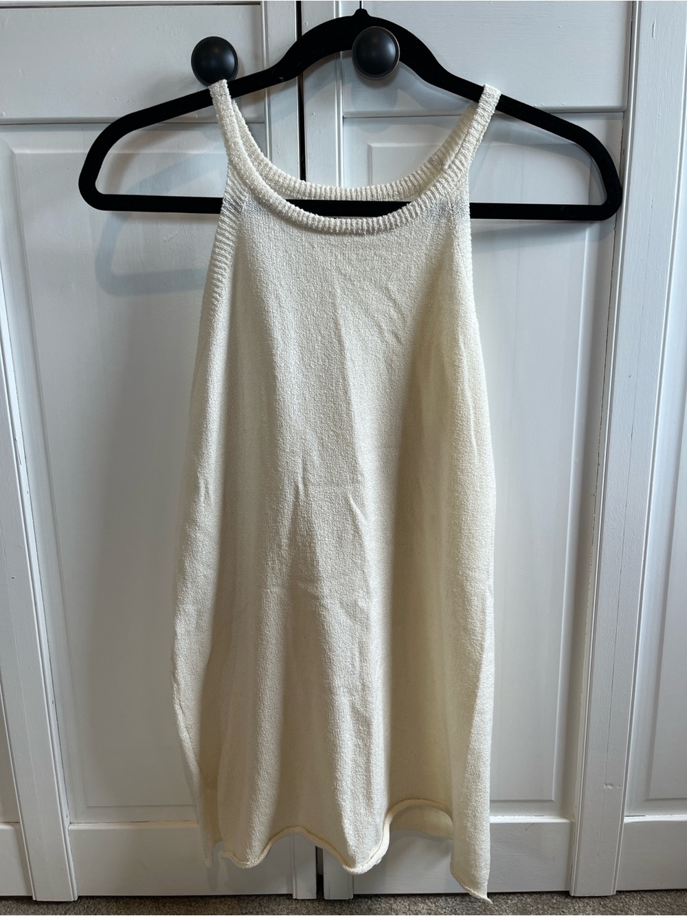 Women's Cream Knit Tank Top - Sleeveless Halter Style